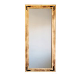 Hanah Home Espejo Bohemio de Madera Maciza de Pino, Nogal